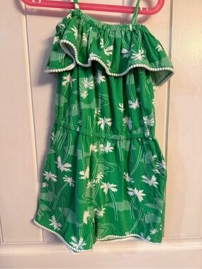 Harper Canyon Girls Green Tropical Print Ruffle Romper